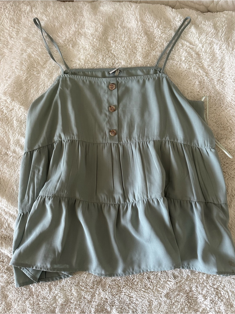 Paper Crane Sage Green Tiered Spaghetti Strap Tank